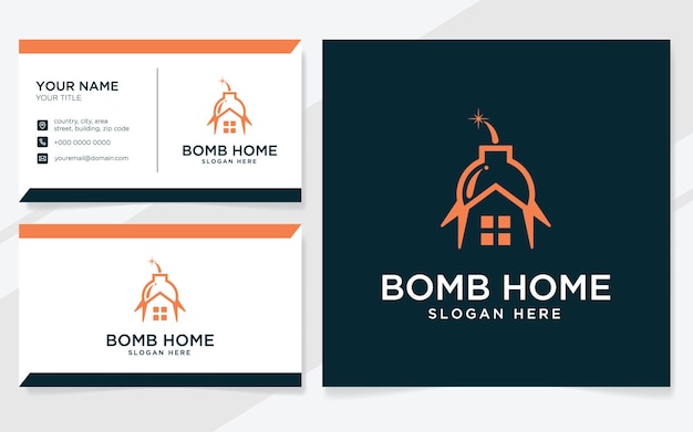 Logo De La Maison De La Bombe Adapté à L'entreprise Avec Modèle De Carte De Visite