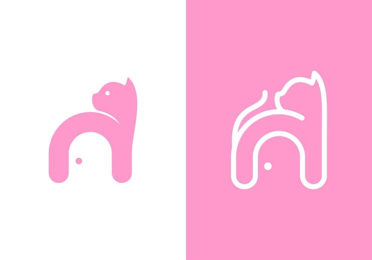 Vecteur logo de maison de chat design soins pour animaux de compagnie style linéaire blanc concept élément symbole illustration vectorielle