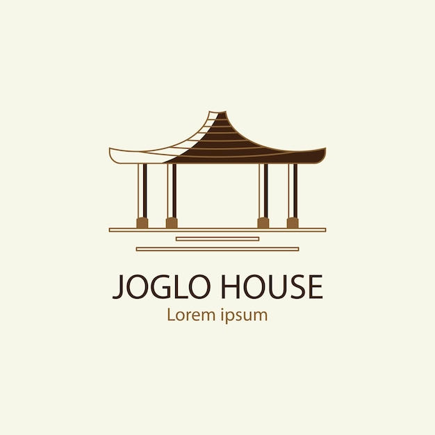 Vecteur le logo de la maison de joglo est une icône d'illustration d'image vintage.