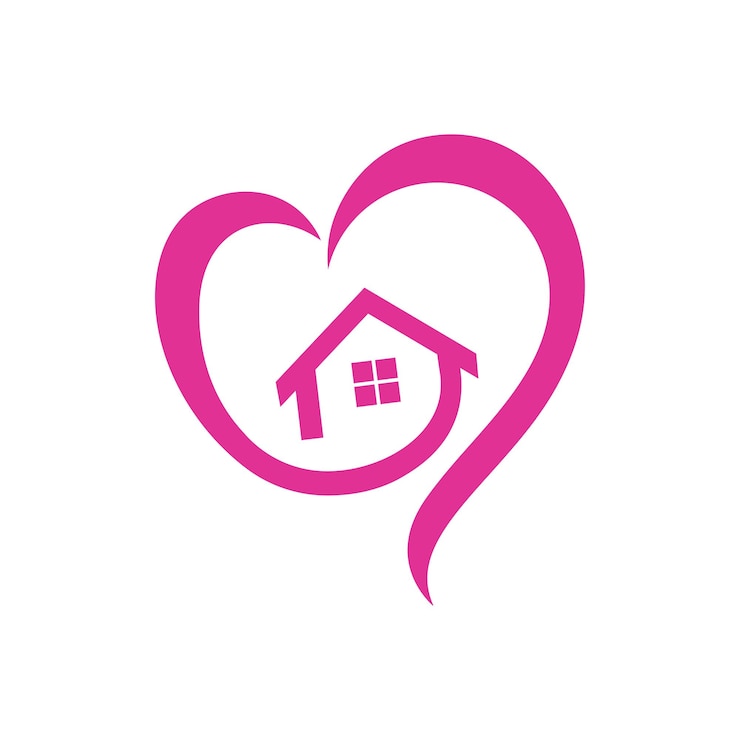 Vecteur le logo de la maison de soins à domicile de l'amour illustration d'icône simple