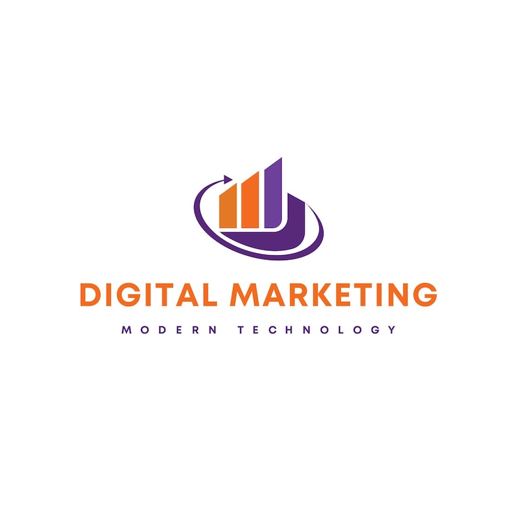 Vecteur logo de marketing numérique minimaliste orange