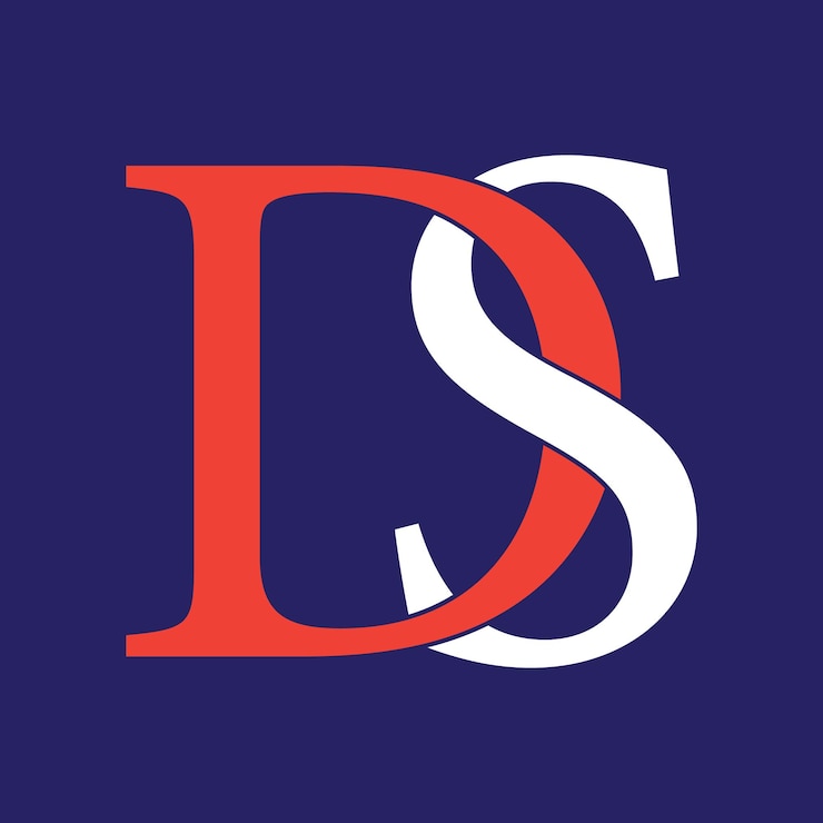Vecteur un logo de marque de lettre ds en lettres rouges et blanches