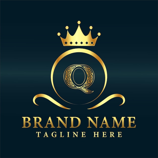 Logo de la marque de luxe avec la lettre Q et la couronne