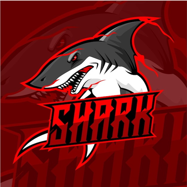 Vecteur logo de mascot de requin pour le vecteur d'illustration de l'équipe esport