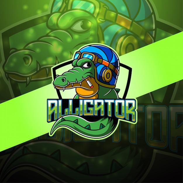 Vecteur logo mascotte alligator esport