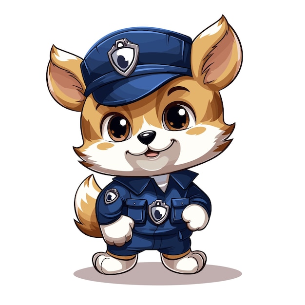 Vecteur logo mascotte d'un animal policier mignon