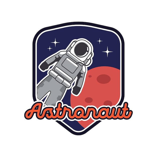 Vecteur un logo de mascotte d'astronaute avec le mot astronaute dessus