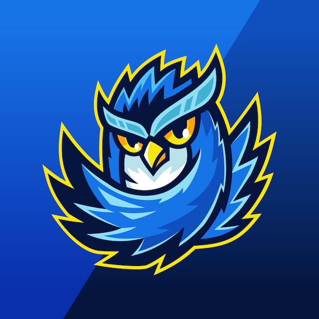 Logo Mascotte Bleu Hibou Esport Team