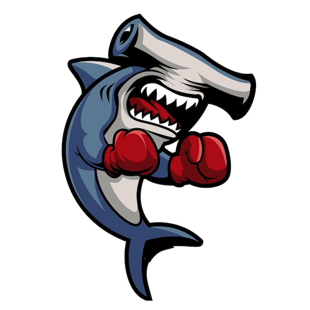 Vecteur logo de la mascotte de boxe du requin martil