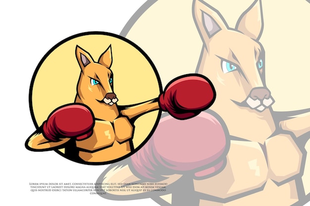 Logo De Mascotte De Boxe De Kangourou