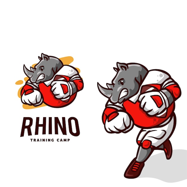 Logo De Mascotte De Camp D'entraînement De Rhinocéros