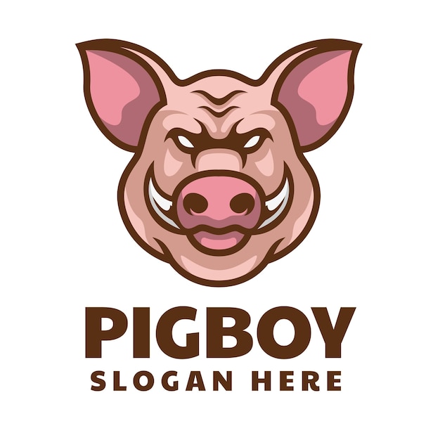 Vecteur logo de mascotte de cochon