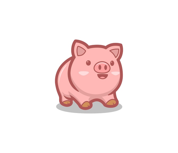 Vecteur logo de la mascotte des cochons gras et mignons