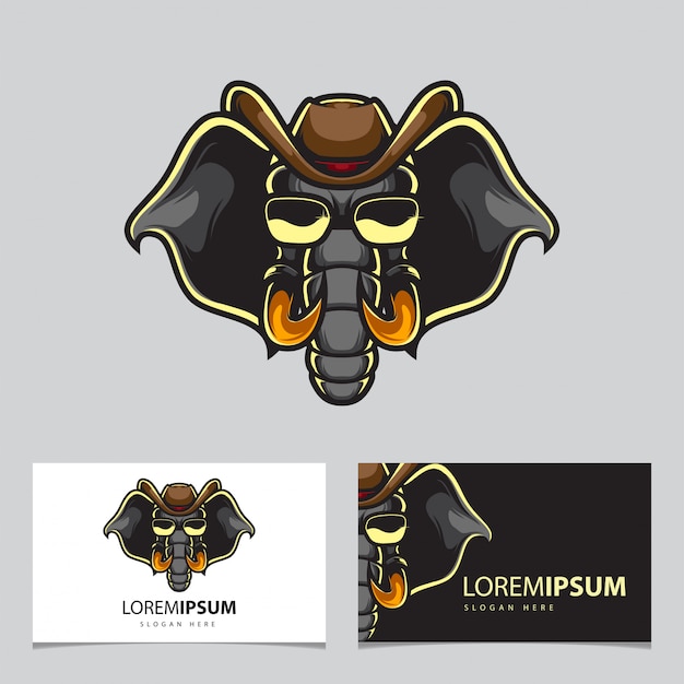 Logo De Mascotte De Cowboy éléphant