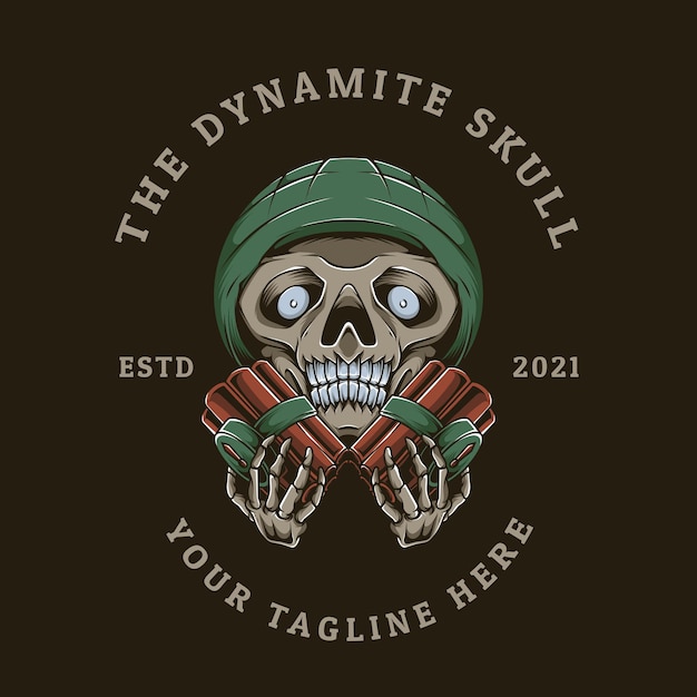 Vecteur logo de mascotte de crâne de dynamite