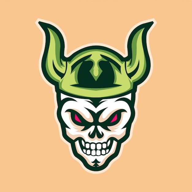 Logo De Mascotte Crâne Viking