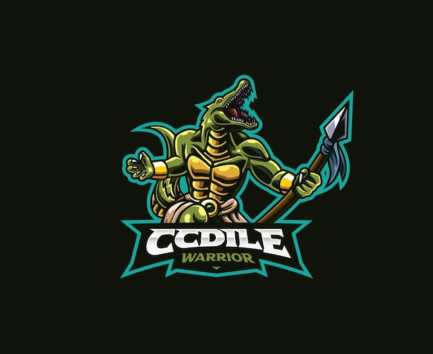 Logo Mascotte Crocodile Humanoïde