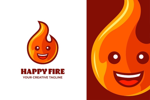 Vecteur logo de mascotte de dessin animé heureux feu rouge