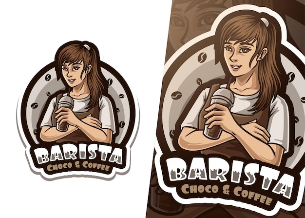 Vecteur logo de la mascotte du barista