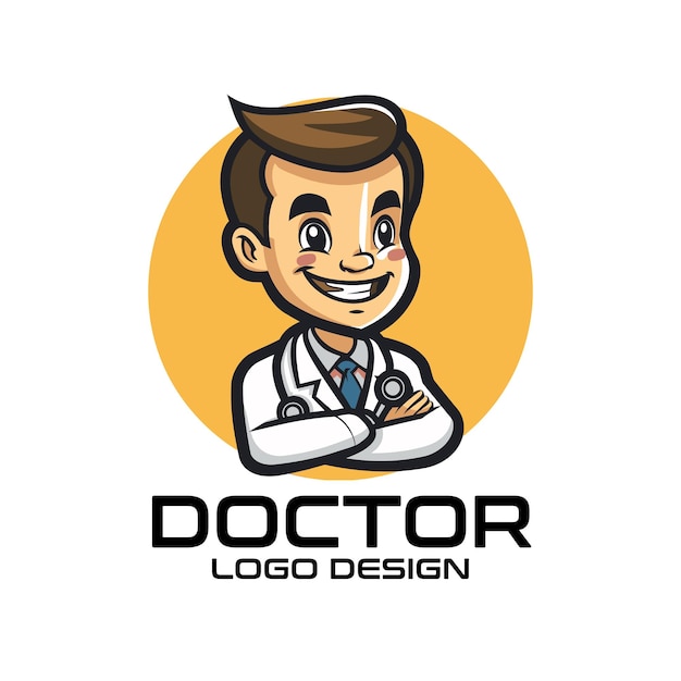 Vecteur le logo de la mascotte du docteur des dessins animés