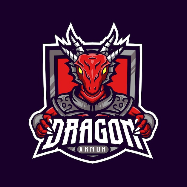Vecteur logo de la mascotte du dragon rouge blindé