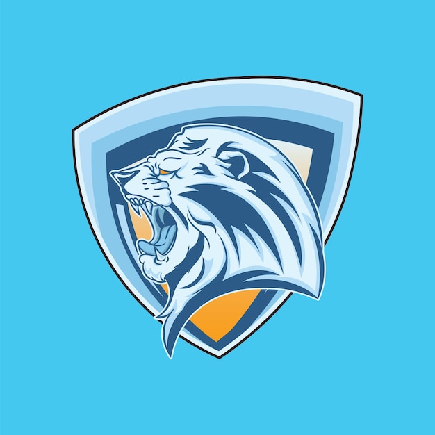 Vecteur logo de la mascotte du lion blanc