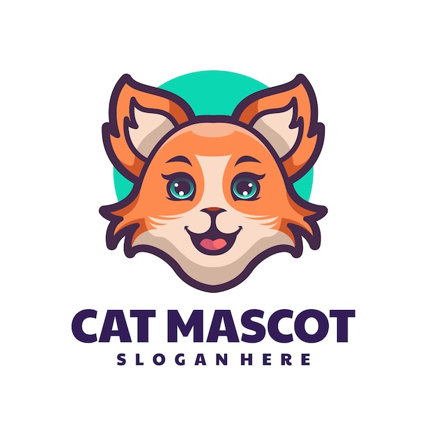 Vecteur le logo de la mascotte du personnage de dessin animé cat head