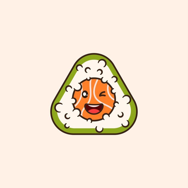 Vecteur logo de la mascotte du sushi avec un sourire