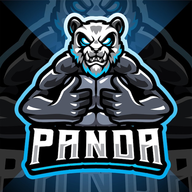 Logo De Mascotte D'esport De Combattant De Panda