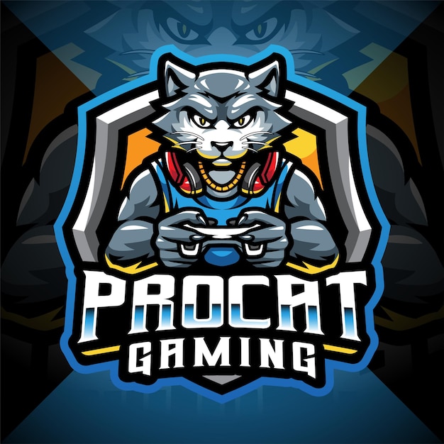 Logo De Mascotte Esport De Jeu De Chat Pro