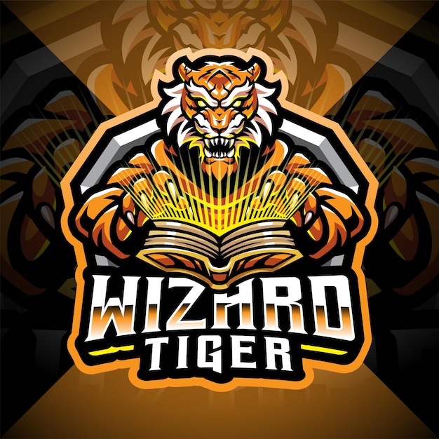 Logo de mascotte d'esport de magicien de tigre