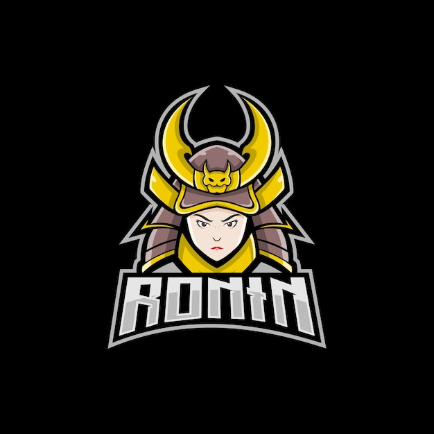 Vecteur logo de la mascotte esport ronin girl head