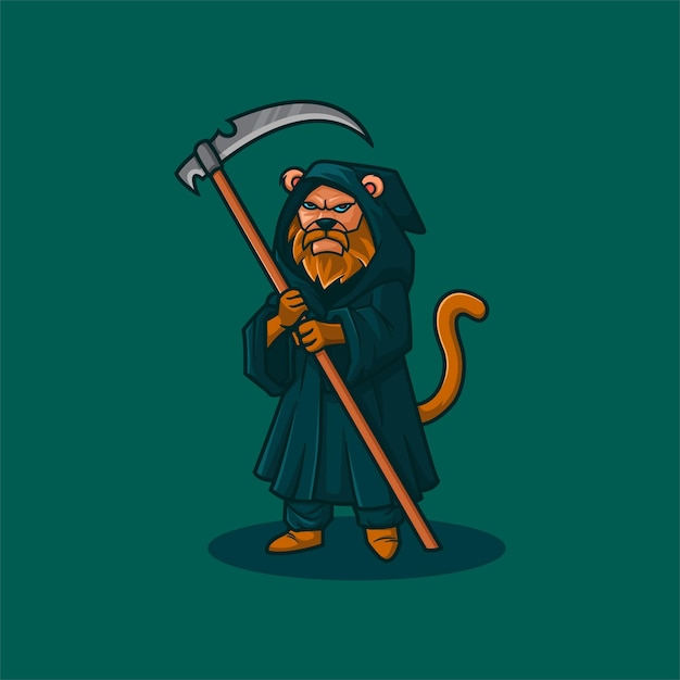 Le Logo De La Mascotte Est Un Design De Personnage De La Sorcière Et Du Lion.