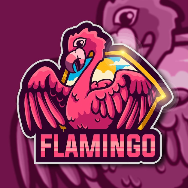 Logo Mascotte Flamant Rose