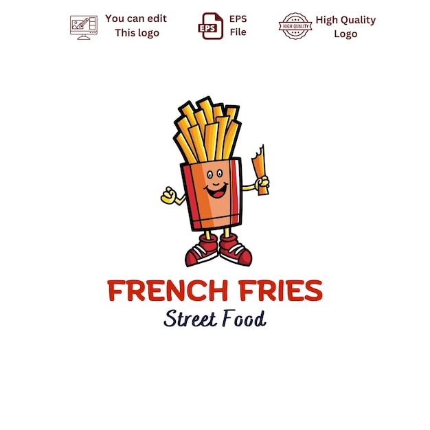 Logo de la mascotte des frites pour la nourriture de rue