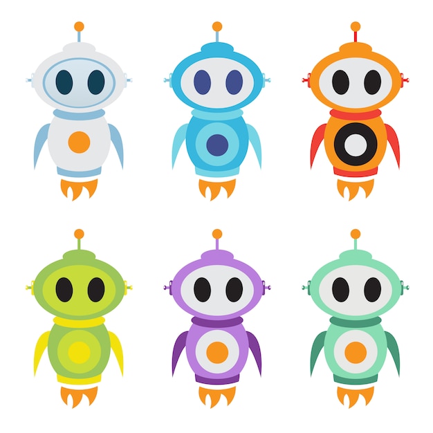 Logo De Mascotte De Fusée Robot. Personnage De Robot Mignon. Illustration