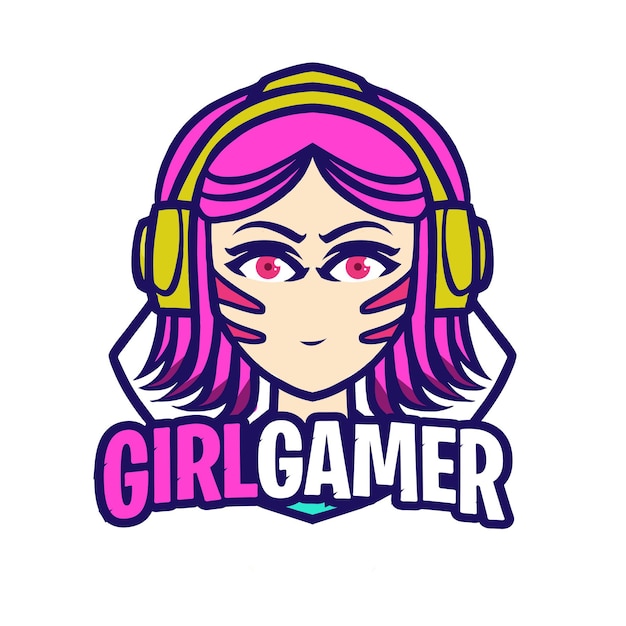 Logo De Mascotte De Gamer Fille