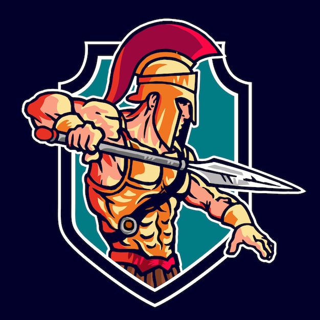 Vecteur logo de mascotte de guerrier spartiate