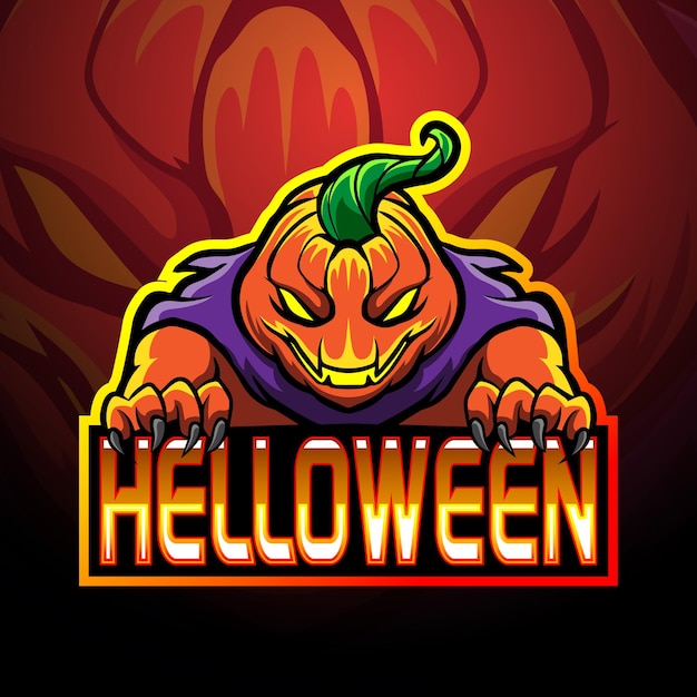 Logo De Mascotte Halloween Citrouille En Colère