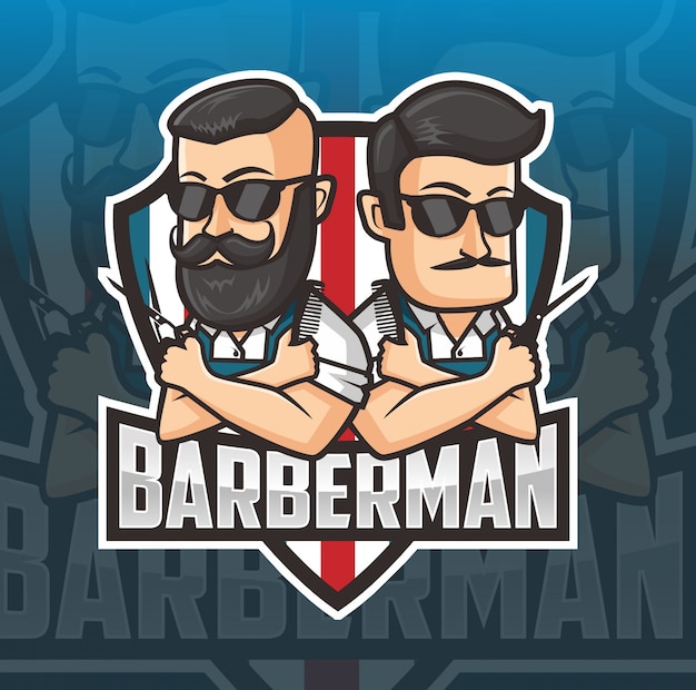 logo mascotte homme barbier