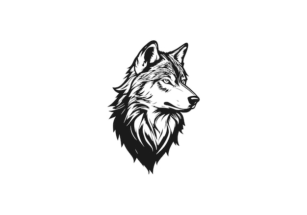 Vecteur logo de la mascotte de l'icône du loup silhouette vectorielle de conception isolée