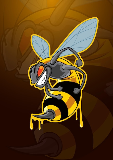 Vecteur logo de mascotte d'insecte d'abeille