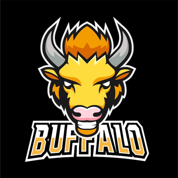 Vecteur logo de mascotte de jeu buffalo sport et esport