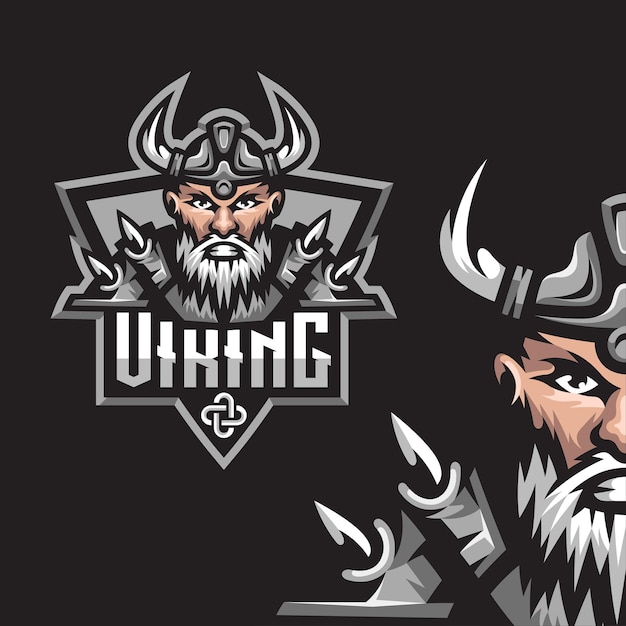 Logo De Mascotte De Jeu Viking