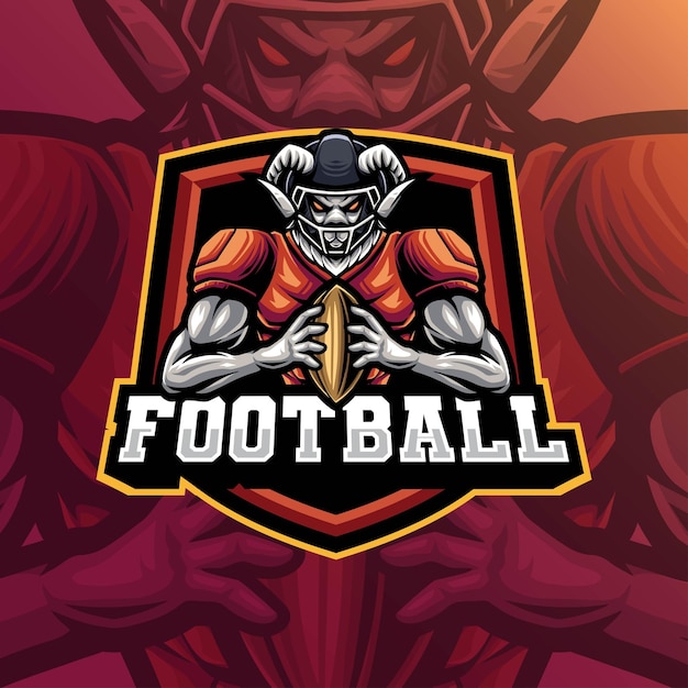 Logo De Mascotte De Joueur De Football De Chèvre Premium