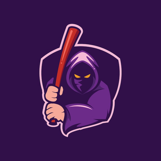 Logo mascotte magicien et baseball