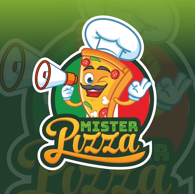 Vecteur logo mascotte monsieur pizza