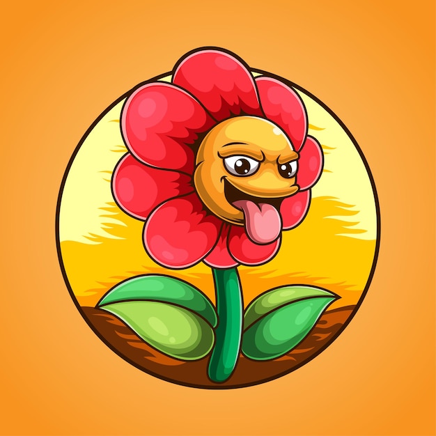 Logo De Mascotte De Monstre Fleur