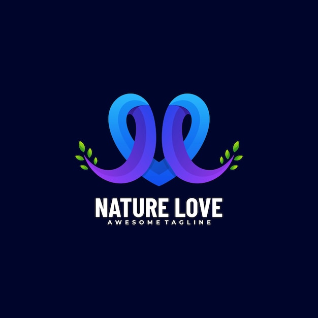 Logo Mascotte Nature Love Gradient Style Coloré.