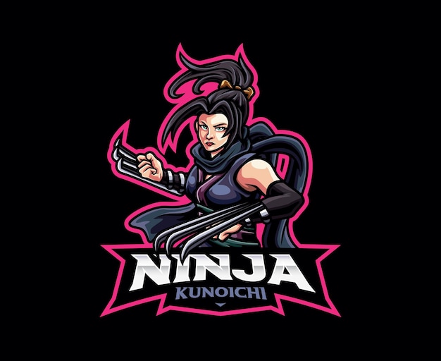 Logo de la mascotte ninja féminine